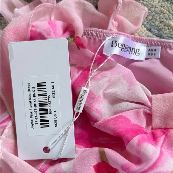 Beginning Boutique Pink Floral Mini Dress NWT - Picture 4 of 12